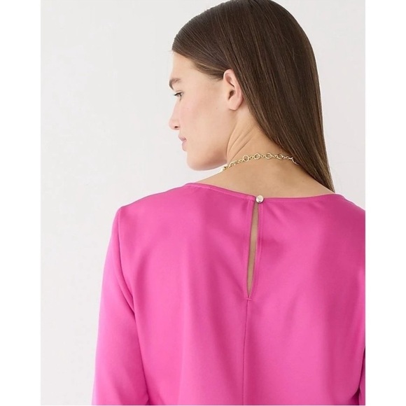 NEW J. Crew Hot  Pink Dress with Bell Sleeves Size 00 - Picture 3 of 4